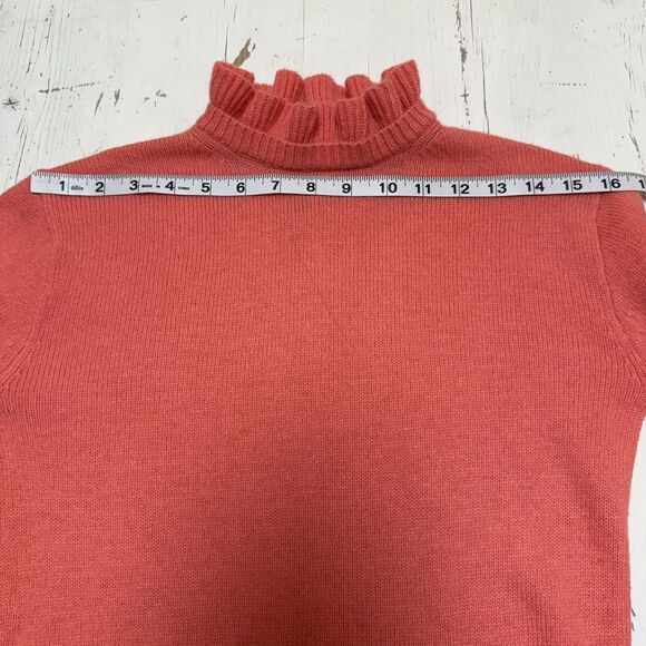 J. Crew Sweater XS Pink Lambswool Blend High Ruffle-Neck Pullover Ribbed Hem - Picture 5 of 11